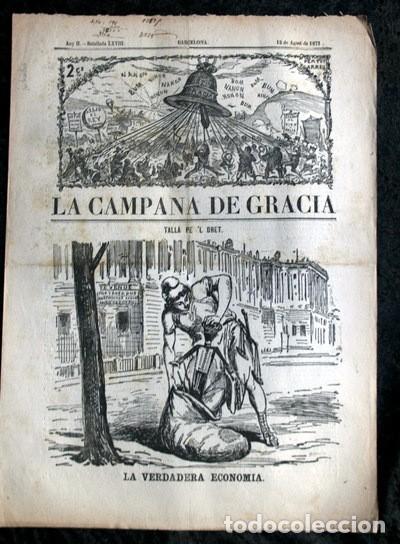 Coleccionismo de Revistas y Peri&oacute;dicos: LA CAMPANA DE GRACIA - ANY II BATALLADA  LXVIII 13 de Agost de 1871