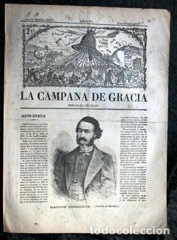 Coleccionismo de Revistas y Peri&oacute;dicos: LA CAMPANA DE GRACIA - ANY II BATALLADA LXXXIX 31 de Diciembre de 1871