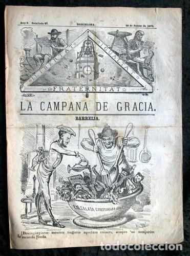 Coleccionismo de revistas y peri&oacute;dicos: LA CAMPANA DE GRACIA - ANY 3er BATALLADA 97 - 25 de Febrer de 1872