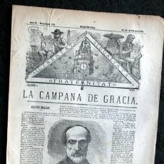 Coleccionismo de Revistas y Periódicos: LA CAMPANA DE GRACIA - ANY 3ER BATALLADA 105 - 21 DE ABRIL DE 1872