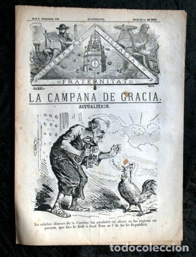 Coleccionismo de revistas y peri&oacute;dicos: LA CAMPANA DE GRACIA - ANY 3 BATALLADA 108 29 de Juny de 1872