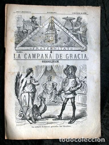 Coleccionismo de revistas y peri&oacute;dicos: LA CAMPANA DE GRACIA - ANY 3 BATALLADA 110 - 14 de Juriol de 1872