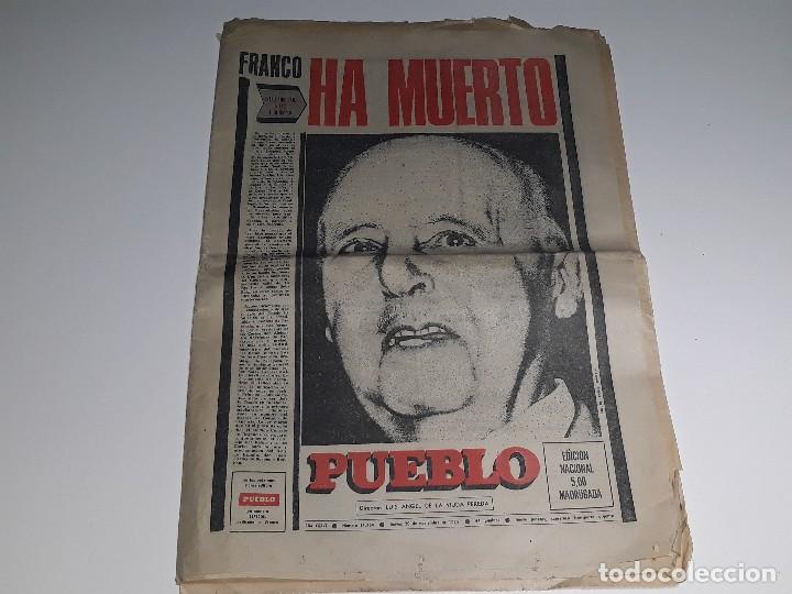 Sammeln von Zeitschriften und Zeitungen: ANTIGUO PERIODICO PUEBLO FRANCO HA MUERTO N&ordm; 11264 EDICION NACIONAL 5 MADRUGADA 20 NOVIEMBRE DE 1975