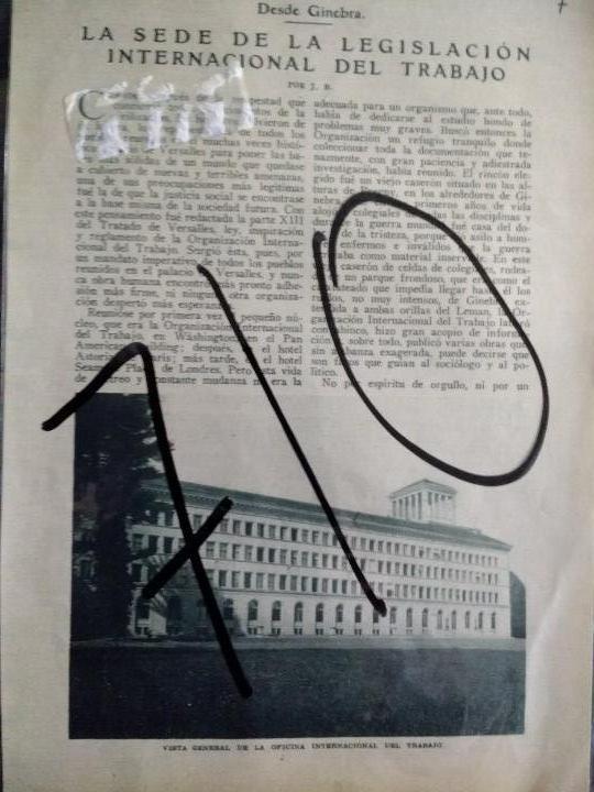 Coleccionismo de revistas y peri&oacute;dicos: OIT.  ORGANIZACION  INTERNACIONAL  DEL  TRABAJO.  GINEBRA. 1926.