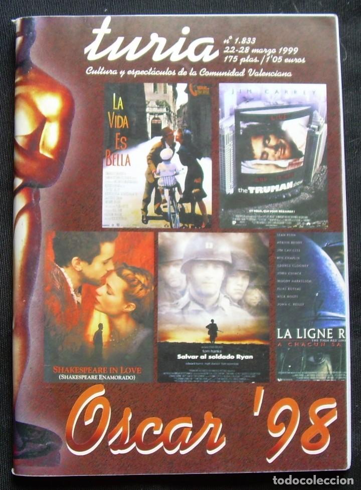 Coleccionismo de revistas y peri&oacute;dicos: REVISTA CARTELERA TURIA, N&ordm; 1833. MARZO 1999. CRITICAS PEL&Iacute;CULAS OSCAR 1998