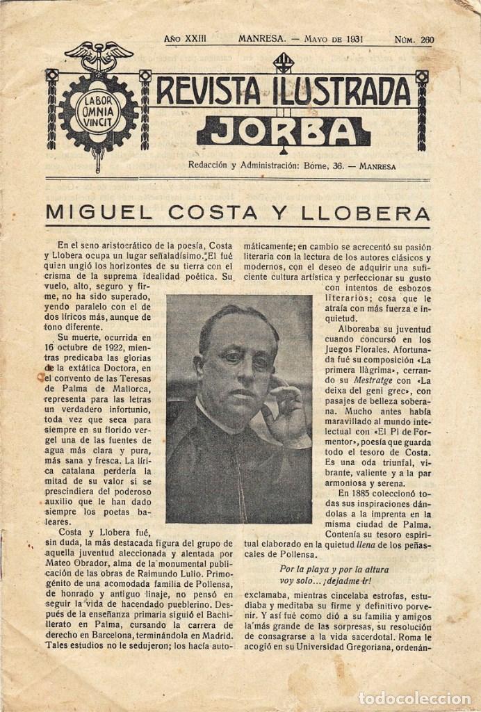 Coleccionismo de Revistas y Peri&oacute;dicos: Revista ilustrada Jorba n&ordm; 260 de mayo de 1931 MIGUEL COSTA LLOBERA - VALLDEMOSA