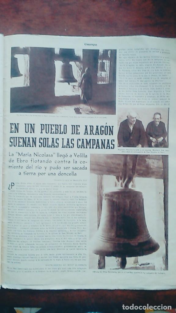 Collectionnisme de Revues et Journaux: VELILLA DEL EBRO ARAGON MARIA DEL PILAR NICOLASA CAMPANA 2 HOJAS REVISTA A&Ntilde;O 1936