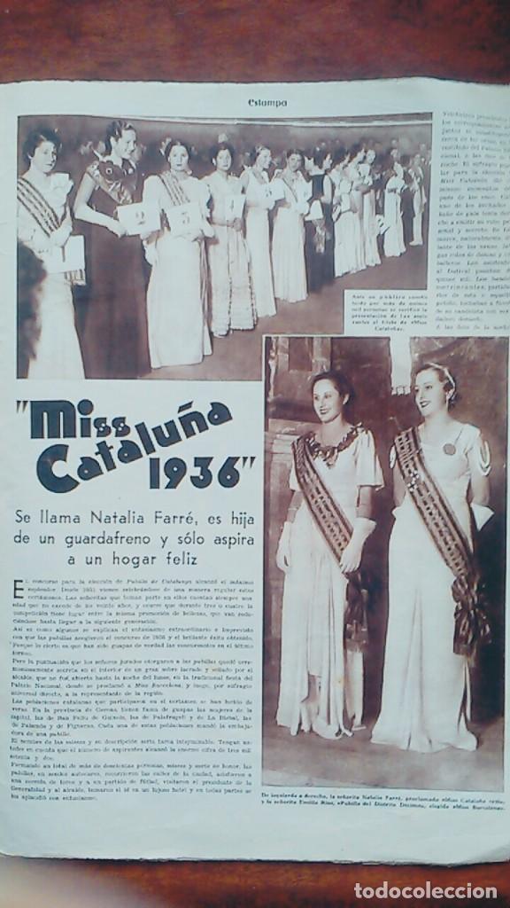 Coleccionismo de revistas y peri&oacute;dicos: MISS CATALUNYA 1936 NATALIA FARRE MISS BARCELONA MISS REPUBLICA 2 HOJAS REVISTA A&Ntilde;O 1936