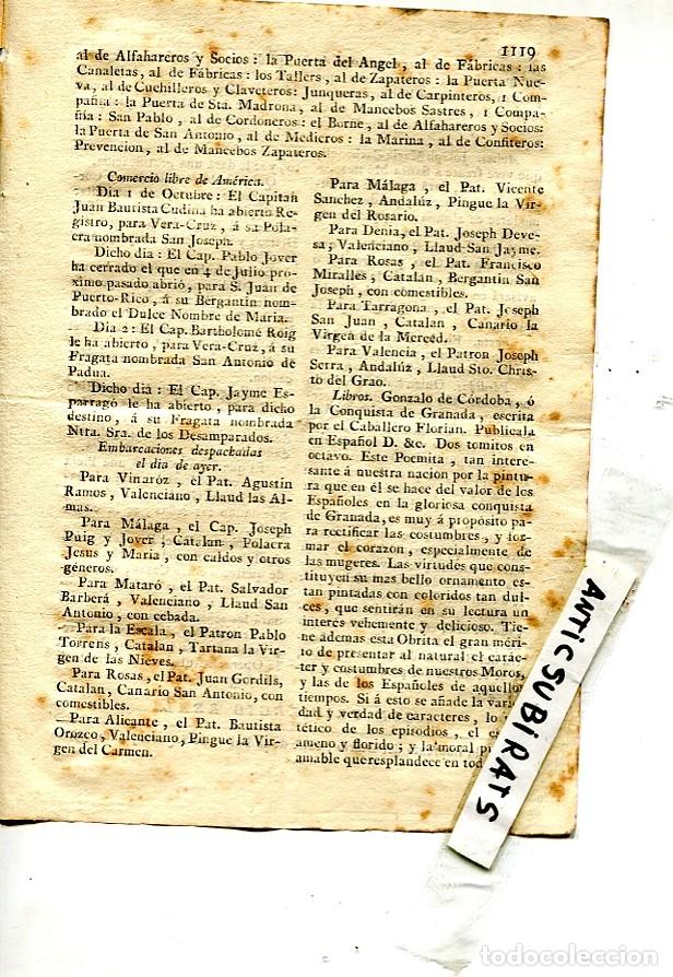 Sammeln von Zeitschriften und Zeitungen: DIARIO DE BARCELONA A&Ntilde;O 1794 EL COMERCIO CATALAN CATALANES EN CON AMERICA VERCRUZ PUERTO RICO BARCOS