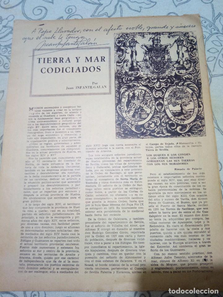 Coleccionismo de revistas y peri&oacute;dicos: Articulo de periodico abc firmado original y dedicado juan infante galan escritor sevilla