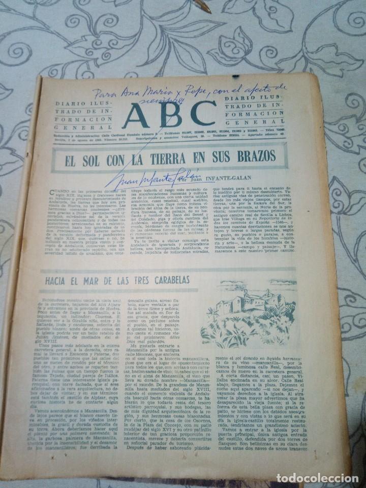 Coleccionismo de revistas y peri&oacute;dicos: Articulo de periodico abc firmado original y dedicado juan infante galan escritor sevilla
