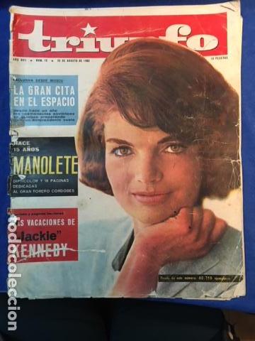 Coleccionismo de revistas y peri&oacute;dicos: Antigua Revista Triunfo del 25 de Agosto de 1962 : Reportajes de Manolete, Jackie Kennedy y Mosc&uacute;