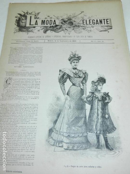 Collezionismo di Riviste e Giornali: REVISTA LA MODA ELEGANTE A&Ntilde;O LII MADRID 14 DE SEPTIEMBRE DE 1893 N.34