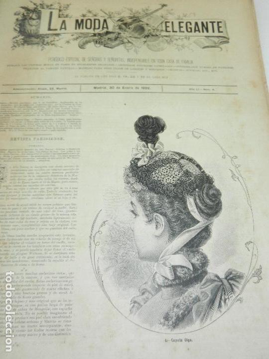 Collezionismo di Riviste e Giornali: REVISTA LA MODA ELEGANTE A&Ntilde;O LI MADRID 30 DE ENERO DE 1892 N. 4