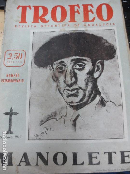 Coleccionismo de Revistas y Peri&oacute;dicos: TROFEO REVISTA DEPORTIVA DE ANDALUCIA MANOLETE NUMERO EXTRAORDINARIO 29 AGOSTO 1947