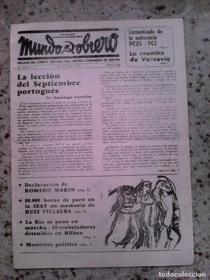 Coleccionismo de revistas y peri&oacute;dicos: transicion.mundo obrero 30 octbre 1974.PCE.huelga en seat. detenida la comision obrera de euzkadi.