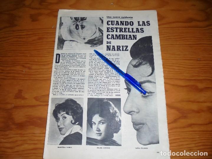 Coleccionismo de revistas y peri&oacute;dicos: RECORTE DE PRENSA : CUANDO LAS ESTRELLAS CAMBIAN DE NARIZ : LOLA FLORES, MARUJITA DIAZ. TRIUNFO 1960