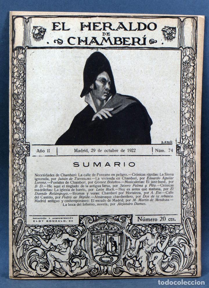 Coleccionismo de revistas y peri&oacute;dicos: El Heraldo de Chamber&iacute; n&ordm; 74 29 octubre 1922 revista barrio Madrid art&iacute;culos publicidad fotos