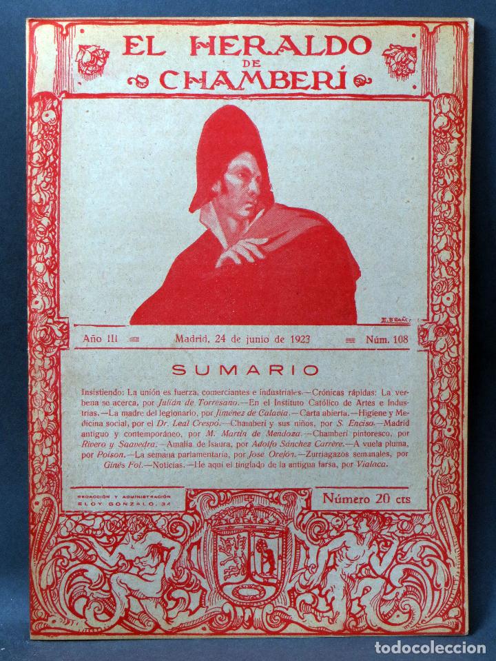 Coleccionismo de revistas y peri&oacute;dicos: El Heraldo de Chamber&iacute; n&ordm; 108 24 junio 1923 revista barrio Madrid art&iacute;culos publicidad fotos