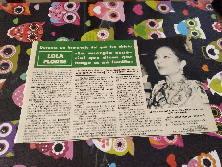 Coleccionismo de revistas y peri&oacute;dicos: ANTIGUO RECORTE REVISTA PRENSA LOLA FLORES OMENAJE LA FARAONA POSIBLE RECOGER EN MALLORCA