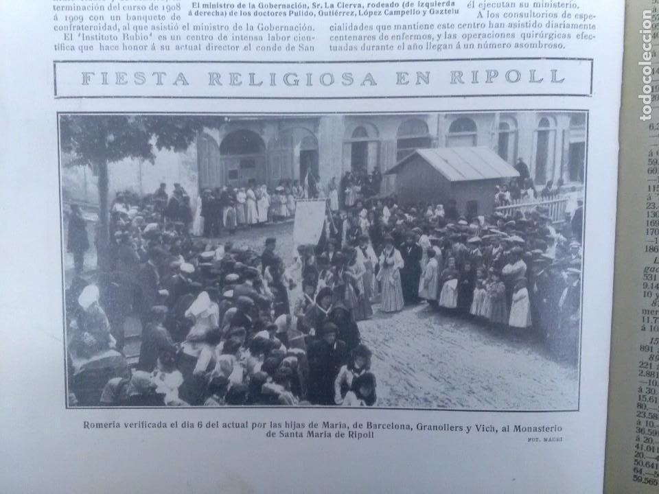 Collezionismo di Riviste e Giornali: FIESTA RELIGIOSA RIPOLL PUENTE VICTORIA MANZANARES MADRID PALOMAS TIBIDABO SAGUNTO REVISTA 1909