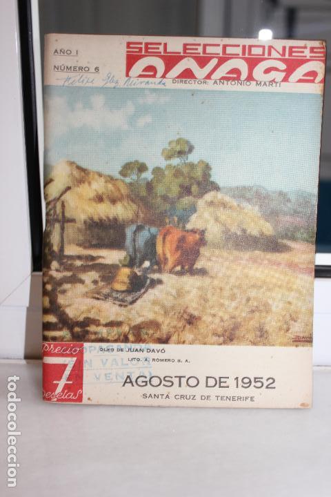 Collezionismo di Riviste e Giornali: SELECCIONES ANAGA A&Ntilde;O I, NUMERO 6, AGOSTO DE 1952. TENERIFE-CANARIAS. ANTONIO MARTI.