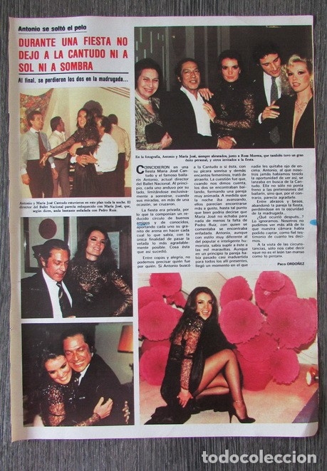 Coleccionismo de Revistas y Peri&oacute;dicos: RECORTE MARIA JOS&Eacute; CANTUDO, ANTONIO BAILARIN. REVISTA SEMANA N&ordm; 2100 1980.