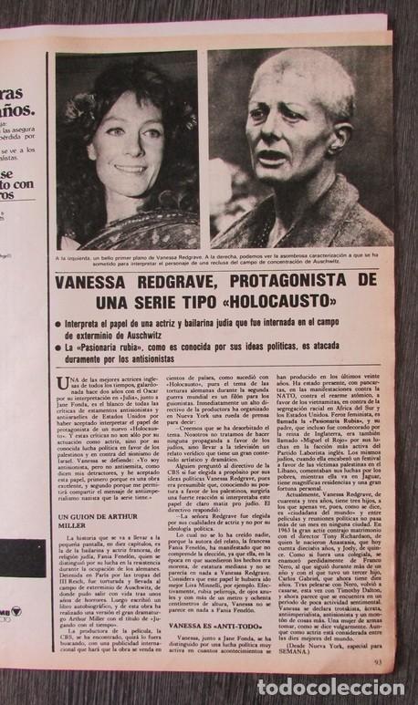 Coleccionismo de Revistas y Peri&oacute;dicos: RECORTE VANESSA REDGRAVE. REVISTA SEMANA N&ordm; 2100 1980.