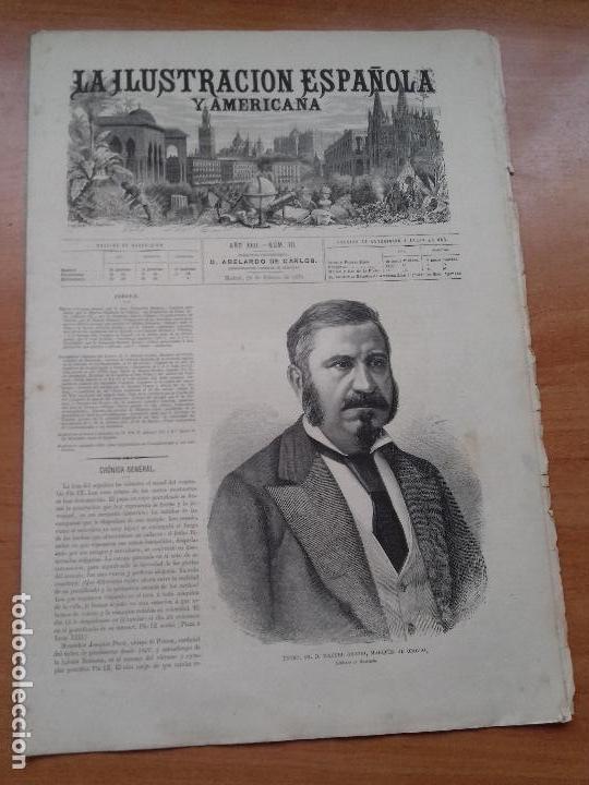 Collectionnisme de Revues et Journaux: LA ILUSTRACION ESPA&Ntilde;OLA Y AMERICANA. A&Ntilde;O XXII. NUM. VII. 22 DE FEBRERO DE 1878.