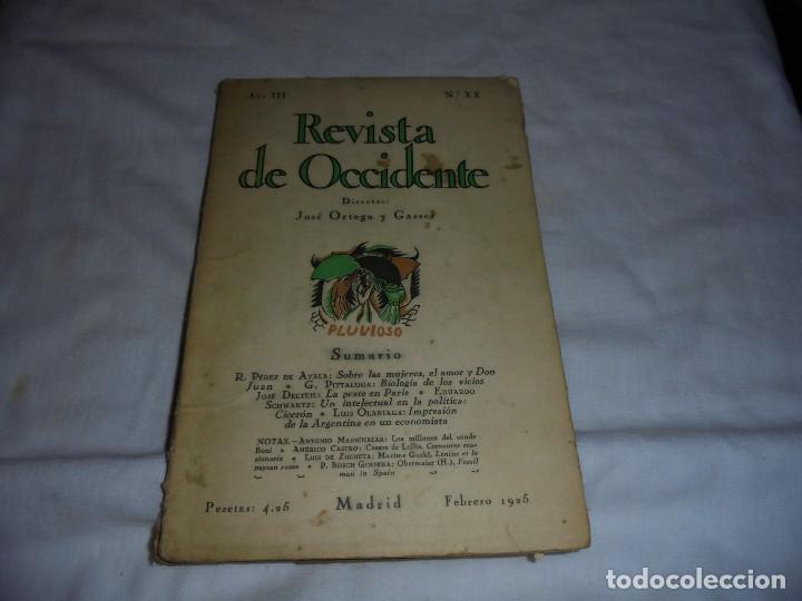 Coleccionismo de revistas y peri&oacute;dicos: REVISTA DE OCCIDENTE A&Ntilde;O III.-N&ordm; XX.-MADRID FEBRERO 1925