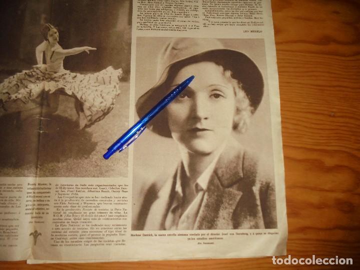 Coleccionismo de Revistas y Peri&oacute;dicos: RECORTE DE PRENSA : MARLENE  DIETRICH . CRONICA,   DICIEMBRE  1930