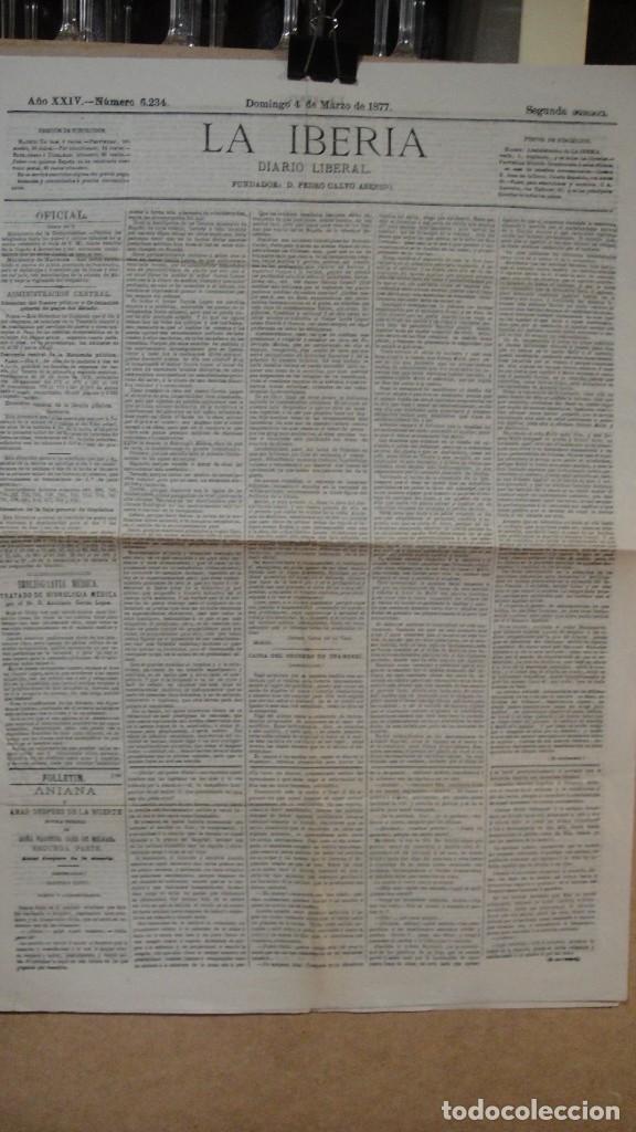 Coleccionismo de revistas y peri&oacute;dicos: la iberia diario liberal - madrid 4 d marzo de 1877