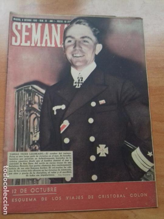 Coleccionismo de Revistas y Peri&oacute;dicos: REVISTA SEMANA. A&Ntilde;O I. NUM. 33. MADRID, 8 OCTUBRE 1940. VARIAS VECES LAUREADO.