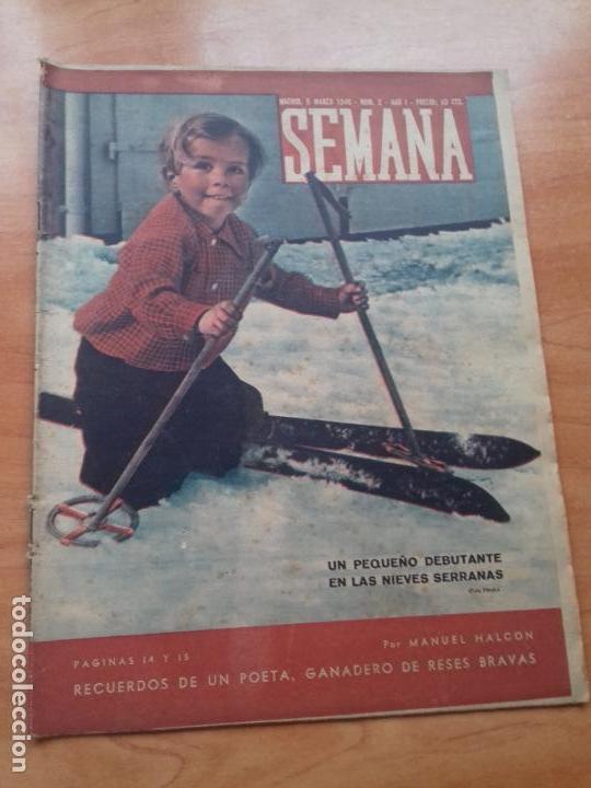 Coleccionismo de Revistas y Peri&oacute;dicos: REVISTA SEMANA. A&Ntilde;O I. NUM. 2. MADRID, 5 MARZO 1940. UN PEQUE&Ntilde;O DEBUTANTE EN LAS NIEVES SERRANAS.
