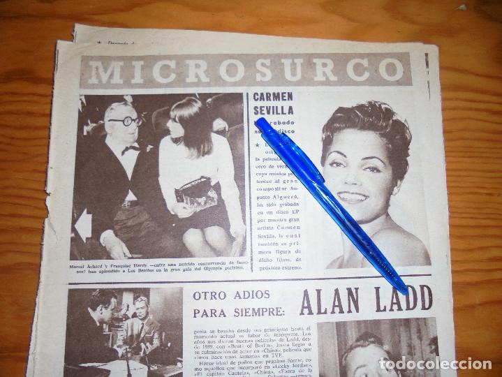 Coleccionismo de Revistas y Peri&oacute;dicos: RECORTE DE PRENSA : CARMEN SEVILLA GRABA NUEVO DISCO.  CINE EN 7 DIAS, FEBRERO 1964