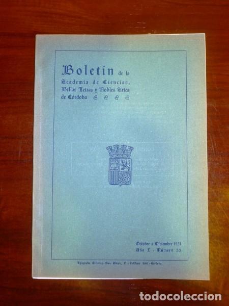 Sammeln von Zeitschriften und Zeitungen: BOLET&Iacute;N de la Academia de C&oacute;rdoba&hellip;  N&ordm; 33 ; Octubre a diciembre 1931 ; A&ntilde;o X