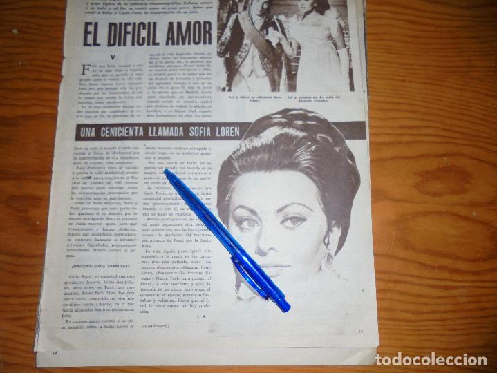 Coleccionismo de Revistas y Peri&oacute;dicos: RECORTE DE PRENSA : SOFIA LOREN .  CINE EN 7 DIAS, FEBRERO 1964