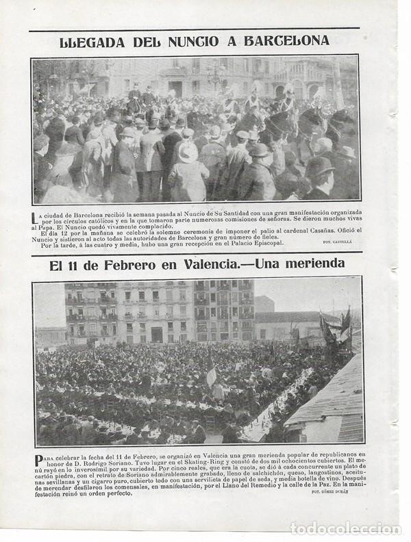 Coleccionismo de revistas y peri&oacute;dicos: 1905 HOJA REVISTA BARCELONA LLEGADA DEL NUNCIO - VALENCIA 11 FEBRERO MERIENDA REPUBLICANOS SORIANO