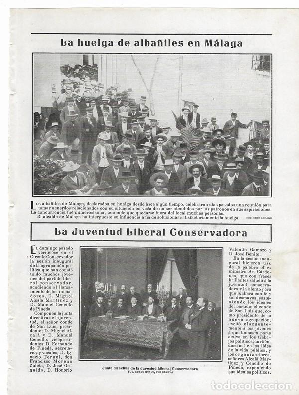 Coleccionismo de revistas y peri&oacute;dicos: 1905 HOJA REVISTA M&Aacute;LAGA HUELGA ALBA&Ntilde;ILES - JUVENTUD LIBERAL CONSERVADORA ALCAL&Aacute; MART&Iacute;NEZ CENCILLO