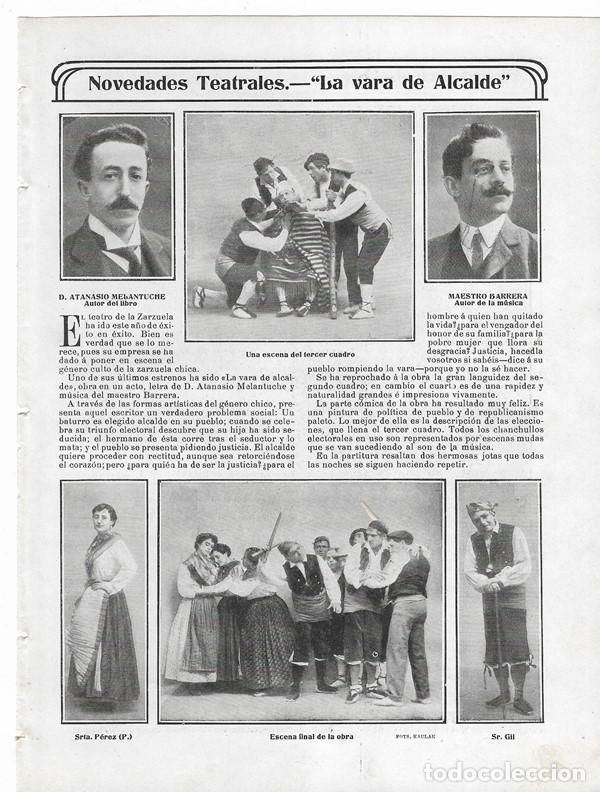 Coleccionismo de revistas y peri&oacute;dicos: 1905 HOJA REVISTA MADRID TEATRO DE ZARZUELA LA VARA DE ALCALDE ATANASIO MELANTUCHE MAESTRO BARRERA