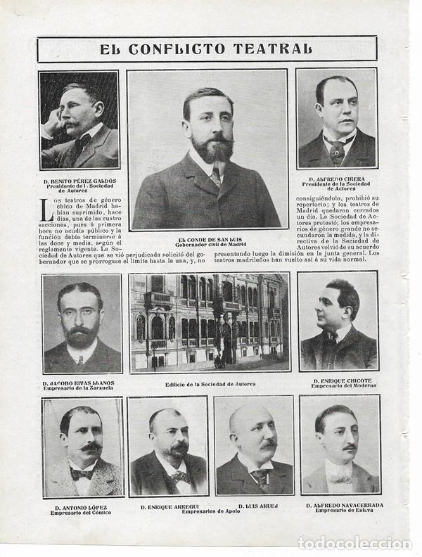 Coleccionismo de revistas y peri&oacute;dicos: 1905 HOJA REVISTA MADRID EL CONFLICTO TEATRAL P&Eacute;REZ GALDOS SOCIEDAD DE ACTORES EMPRESARIOS TEATROS