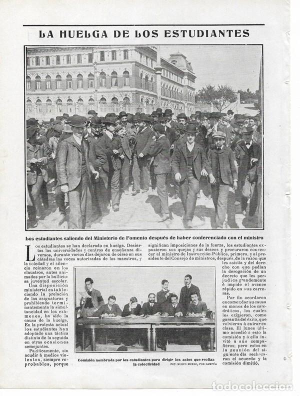 Coleccionismo de revistas y peri&oacute;dicos: 1905 HOJA REVISTA MADRID HUELGA DE LOS ESTUDIANTES UNIVERSIDAD CENTROS ENSE&Ntilde;ANZA