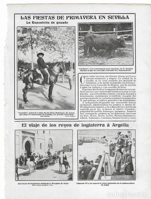 Collectionnisme de Revues et Journaux: 1905 HOJA REVISTA SEVILLA FIESTAS DE PRIMAVERA EXPOSICI&Oacute;N GANADO MURUVE BOHORQUEZ EDUARDO VIII