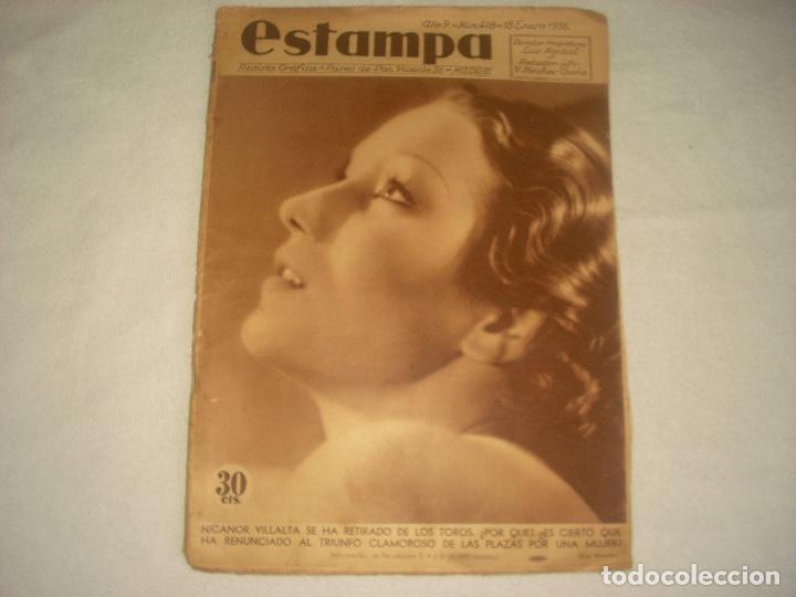 Collezionismo di Riviste e Giornali: ESTAMPA N&deg; 418 . ENERO 1936 . NICANOR VILLALTA RETIRADO DE LOS TOROS POR UNA MUJER ?