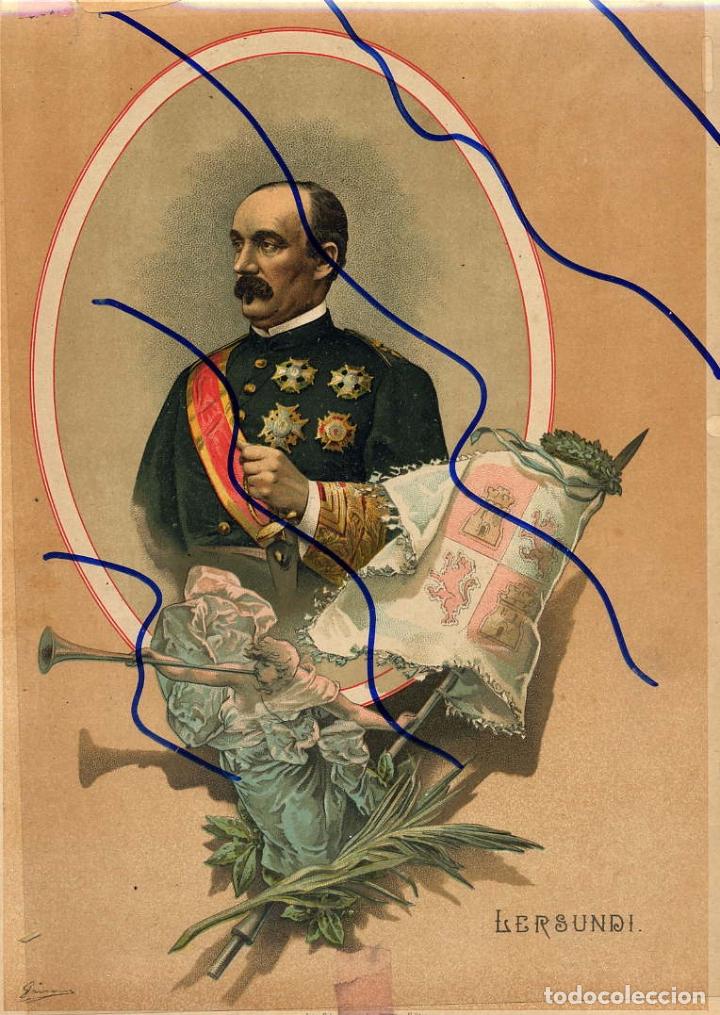 Colecionismo de Revistas e Jornais: LERSUNDI 1895 CROMOLITOGRAFIA 20 X 28 cm. ANALES GUERRA DE CUBA HOJA LIBRO