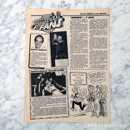 Coleccionismo de Revistas y Peri&oacute;dicos: RECORTE - GENESIS, ROLLING STONES - 1981