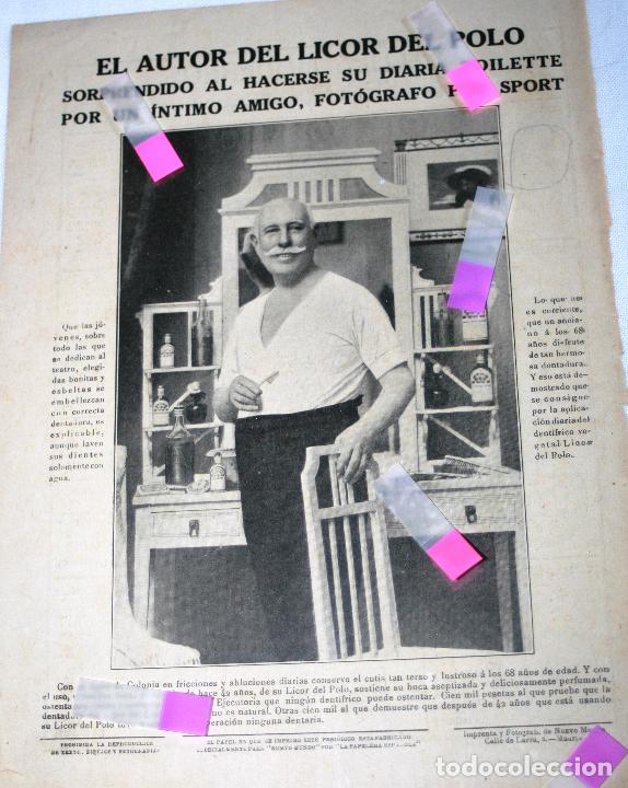 Coleccionismo de revistas y peri&oacute;dicos: LAMINA PUBLICIDAD REVISTA NUEVO MUNDO EL AUTOR DEL LICOR DEL POLO