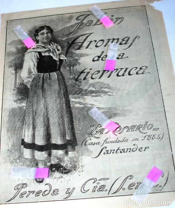Coleccionismo de revistas y peri&oacute;dicos: LAMINA PUBLICITARIA JABON AROMAS DE LA TIERRUCA LA ROSARIO CASA FUNDADA 1864 SANTANDER PEREDA Y CIA