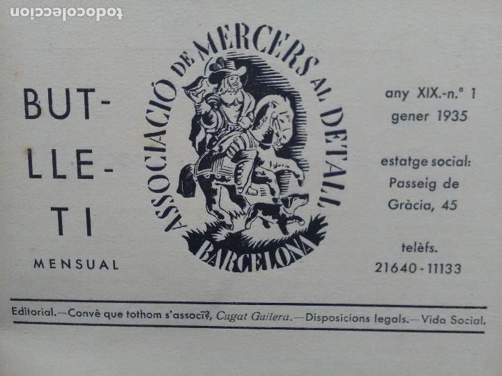 Coleccionismo de revistas y peri&oacute;dicos: BUTLLETI DE MERCERS DE BARCELONA ASSOCIACIO DE MERCERS AL DETALL TOMO ANY 1935 COMPLET 12 N&ordm;