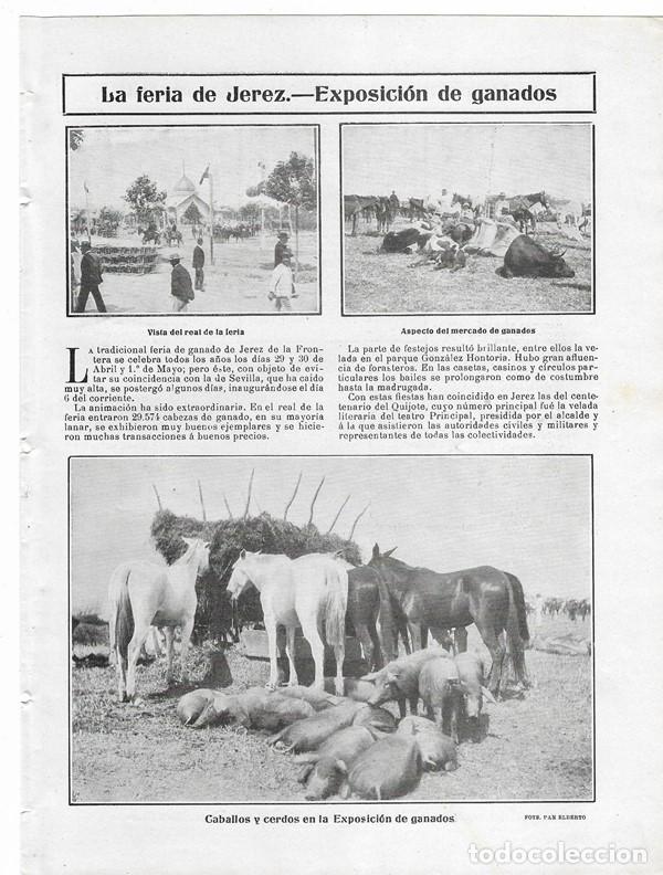 Collectionnisme de Revues et Journaux: 1905 HOJA REVISTA C&Aacute;DIZ FERIA DE JEREZ - EXPOSICI&Oacute;N DE GANADOS REAL DE LA FERIA CABALLOS
